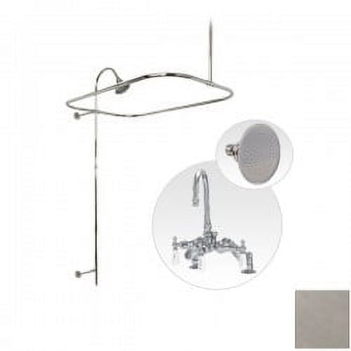 54 Inch Deck Mount Clawfoot Tub Shower Enclosure with Gooseneck Faucet and Watering Can Shower Head