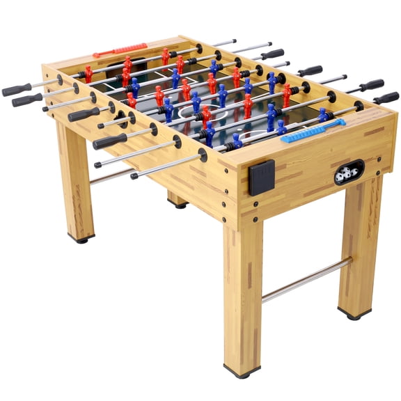 54-Inch Foosball Table for Game Room, Analog Scoring with Light Cherry Finish, Sturdy L-Shaped Legs with Levelers, Includes Free Accessories