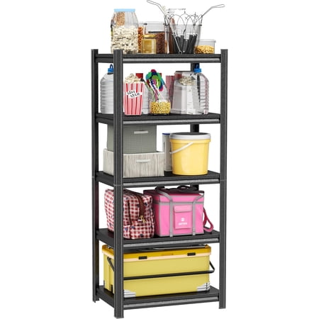 54-Inch H 5-Tier Metal Shelf Garage Shelving Unit, 2000 lb Capacity, Adjustable, Black