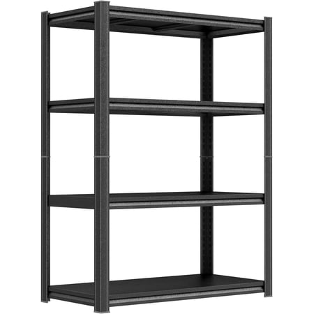 54-Inch H Heavy Duty 4-Tier Adjustable Metal Garage Shelving Unit, Black