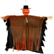 54 Inch Hanging Pumpkin Scarecrow Decoration, With Rotatable Head Arms Hat And Flowing Cape, Perfect For Indoor Outdoor Yard Garden Porch Party Decor