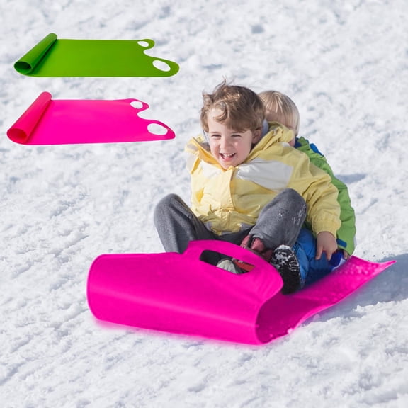 54 Inch Portable Roll Up Plastic Snow Sled With Handles For And Adults Outdoor Winter Sliding