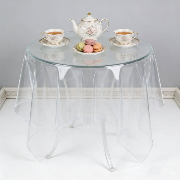 54 Inch Round Clear Heavy Duty Vinyl Tablecloth,Bexikou Waterproof Oil-Proof Stain Resistant Wipeable Table Cover Protector, Durable Reusable for Indoor Outdoor Use