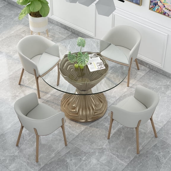 SUDICA Round Glass Table Top, 54 inch Clear Tempered Glass, 0.33 inch Thick Ogee Edge for Dining Room Patio
