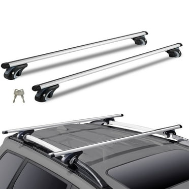 54 - Inch Universal Aluminum Roof Rack Cross Bars. Fit Raised Side Rails with Gap, 200 - lb Load Capacity. Lockable and Adjustable Cross Bars for Your Vehicle