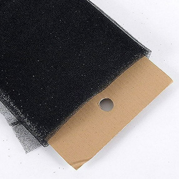 54" Inch X 10 Yards Premium Glitter Tulle Fabric Bolt (Black)