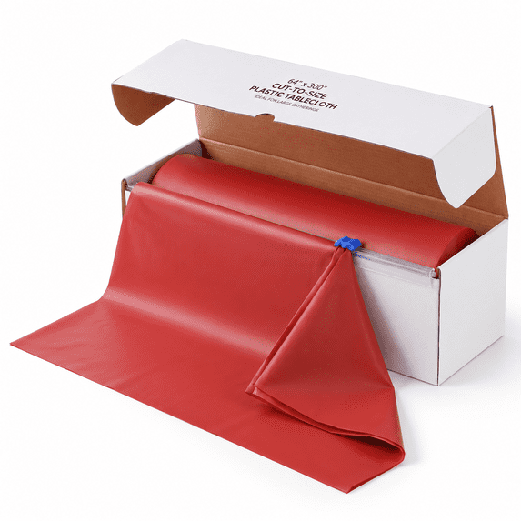 Poly Boxes 54 Inch X 300 Feet Red Plastic Tablecloth Roll With Box - Walmart.com