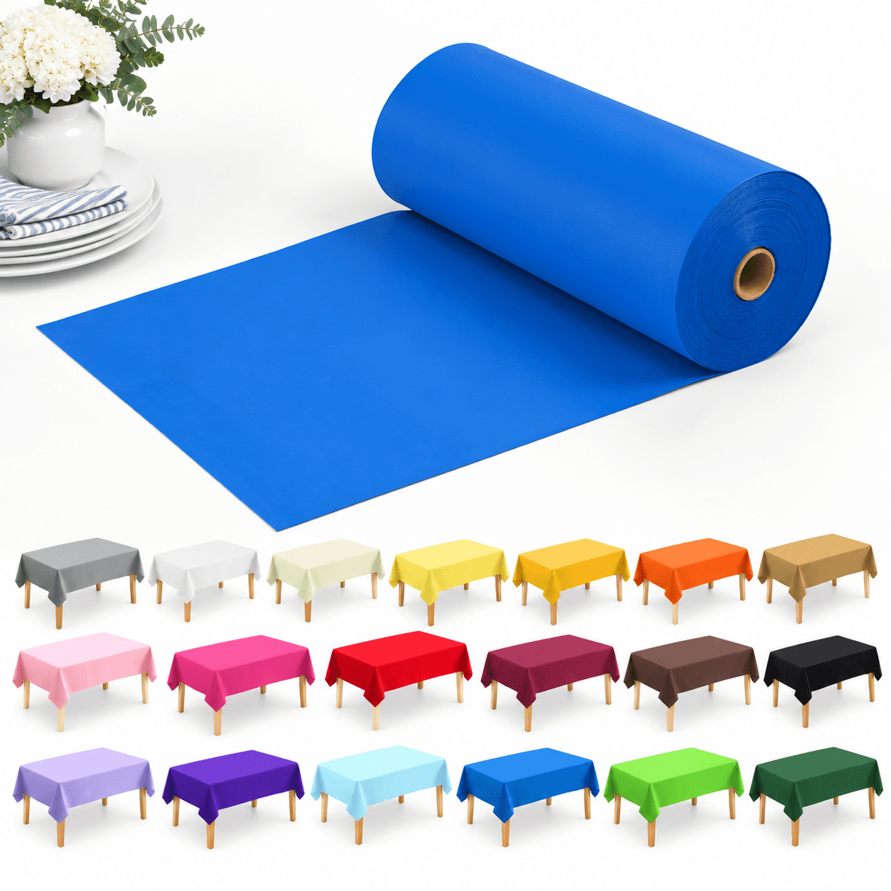 All Types Home 54 Inch X 600 Feet Plastic Table Cover Roll Disposable Tablecloth For ...