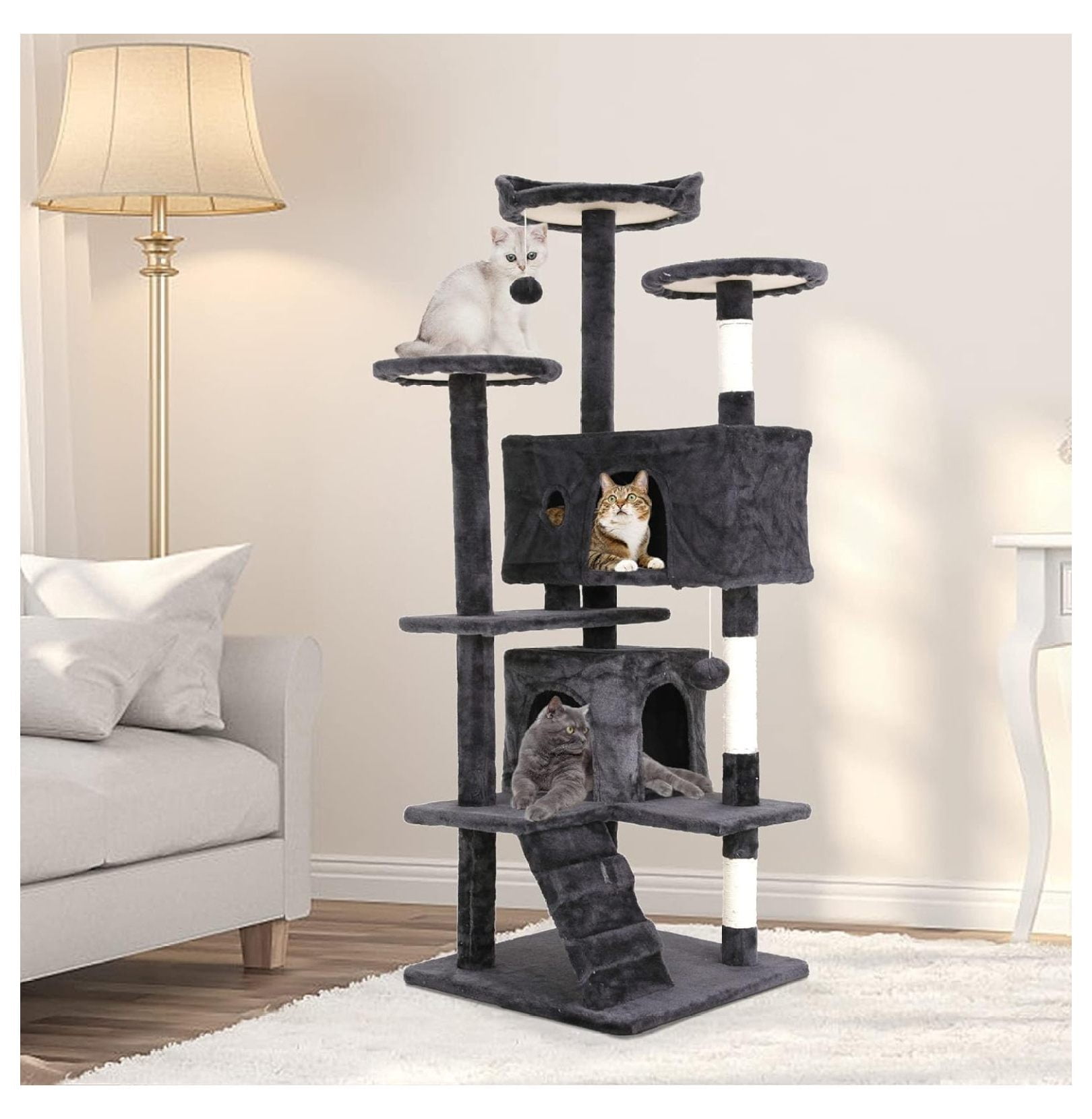 54 Inches Cat Tree for Indoor Cats, Multi-Level Cat Tree Cat Tower with ...