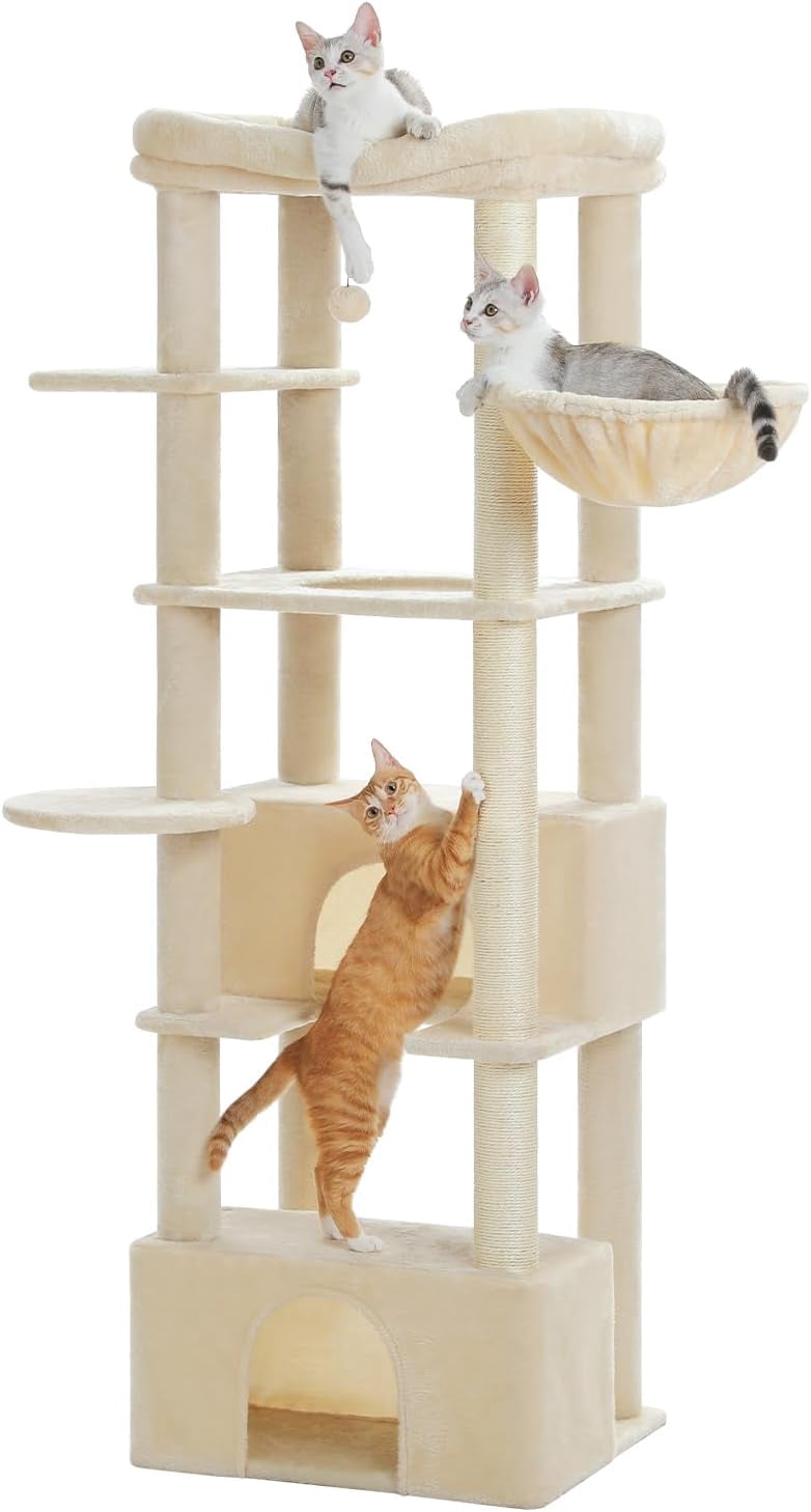 Costway 38 Cute Cat Tree Cat Condo Furniture with Fully Wrapped Sisal Scratching Posts, Color: Green, Model: SQM000023A