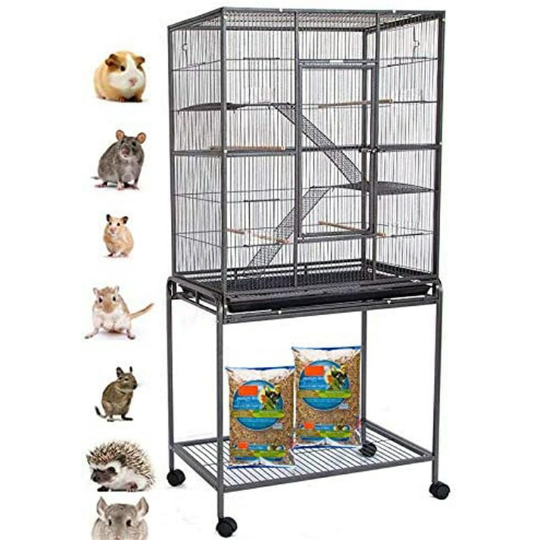 54 LARGE Wrought Iron 3-Levels Ferret Chinchilla Sugar Glider Rats Mice  Rabbit Squirrel Hamster Mouse Cage with Removable Stand