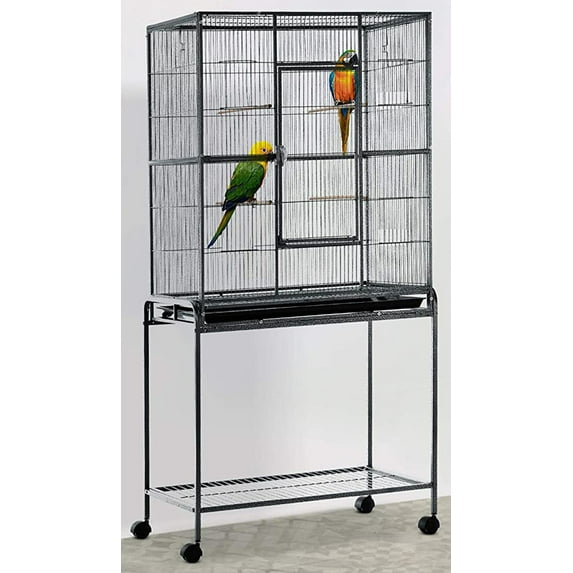 54" LARGE Wrought Iron Flight Breeder BirdHouse Cage Side Breeding Nesting Doors with Removable Rolling Stand For Canary Parakeet Cockatiel Lovebird Finches