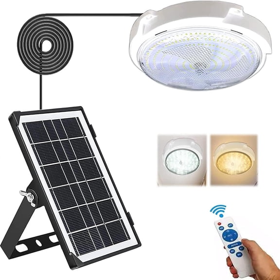 54 LED Solar Ceiling Light, 1000 Lumens Solar Light Indoor Outdoor Waterproof with Remote Control & Auto On/Off, for Porch Garage Barn Balcony