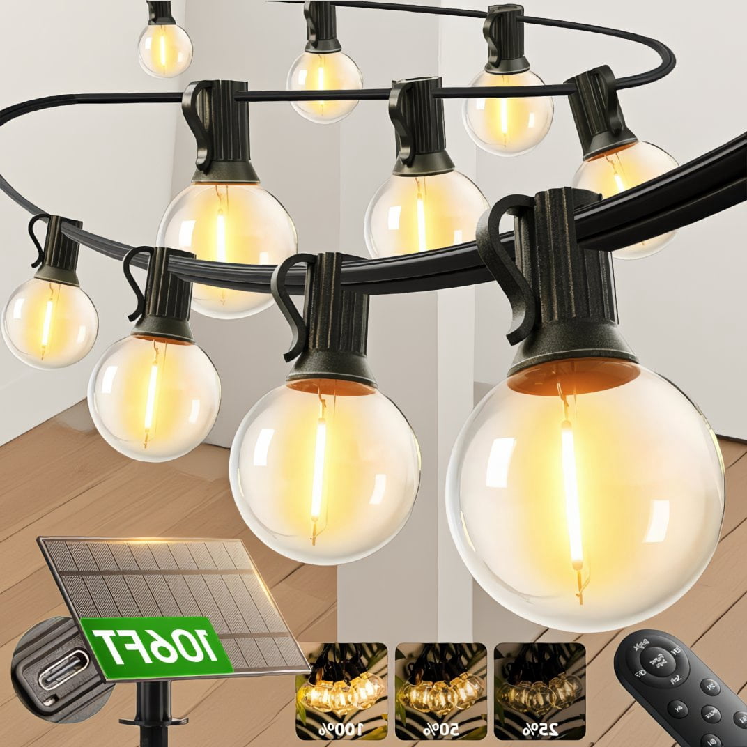 54-LED String Lights Outdoor 106FT with Remote, USB Charging, 5000mAh ...