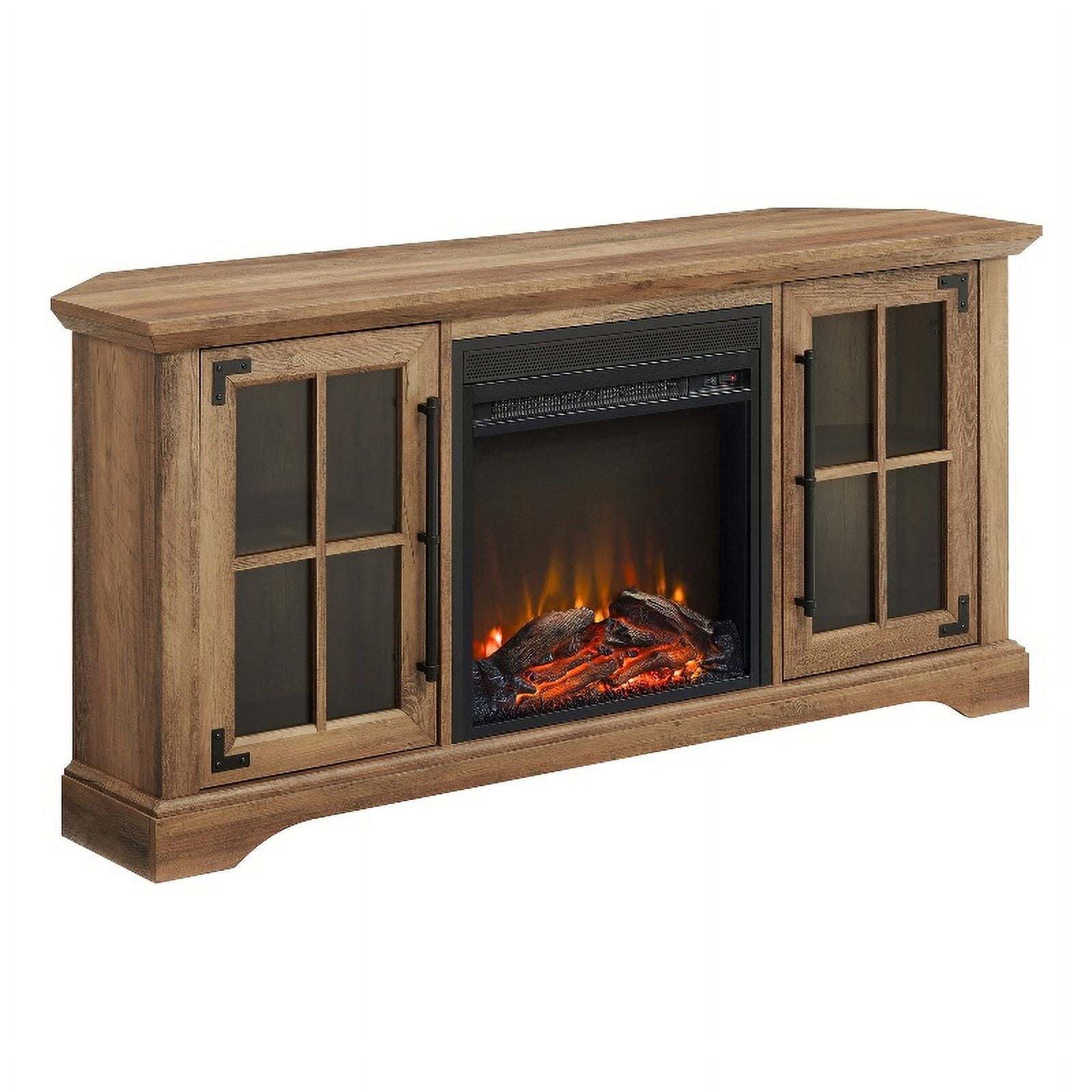 54" Modern Wood Farmhouse Corner Fireplace TV Stand Rustic Oak