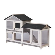 54'' Outdoor Wood Rabbit Hutch, Chicken Coop And Small Animal Cage Pet House with Patio Space And Removable Tray For Easy Cleaning