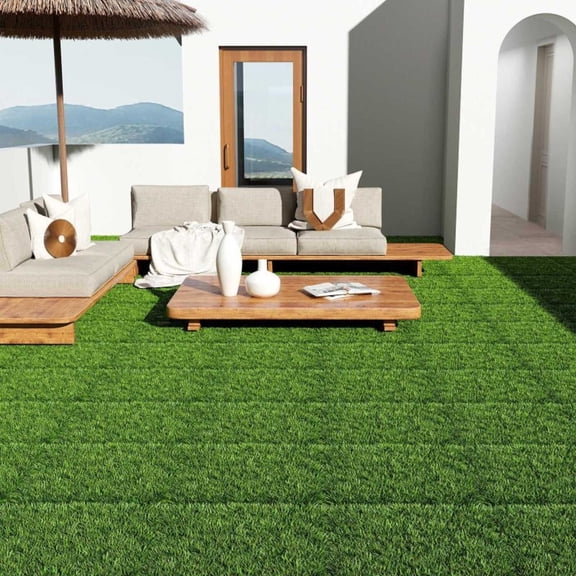 54 PCS 12"12" Interlocking Artificial Grass Tiles Easy Install Fake Turf for Patio Balcony Backyard Indoor/Outdoor Use