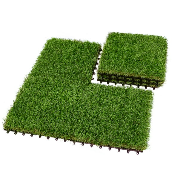 54 PCS Interlocking Artificial Grass Tiles 12x12 Inch Realistic Turf Outdoor Indoor Fake Grass Flooring for Patio Balcony Deck Backyard Pet Friendly DIY Easy Installation