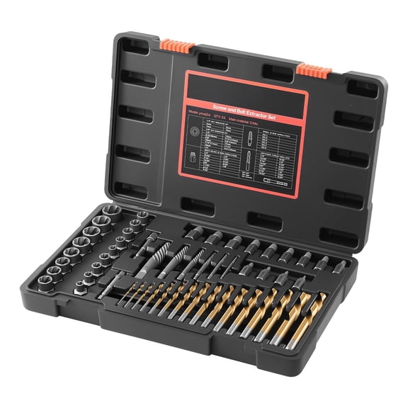 54 PCS Screw Extractor Set with Drill Bits, Easy Out for Broken Rounded Stripped Nuts & Bolts, Cr-Mo Steel Storage Case