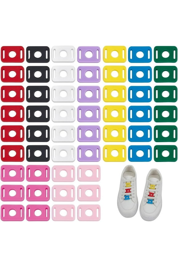 54 PCS Shoe Lace Charms 9 Colors 0.96x0.7x0.12inch PVC Shoe Lace Tags Colorful Shoelaces Decorations Clips Rectangle Shoelace Adapter DIY Shoelace Accessory for Sneakers Boots Runners