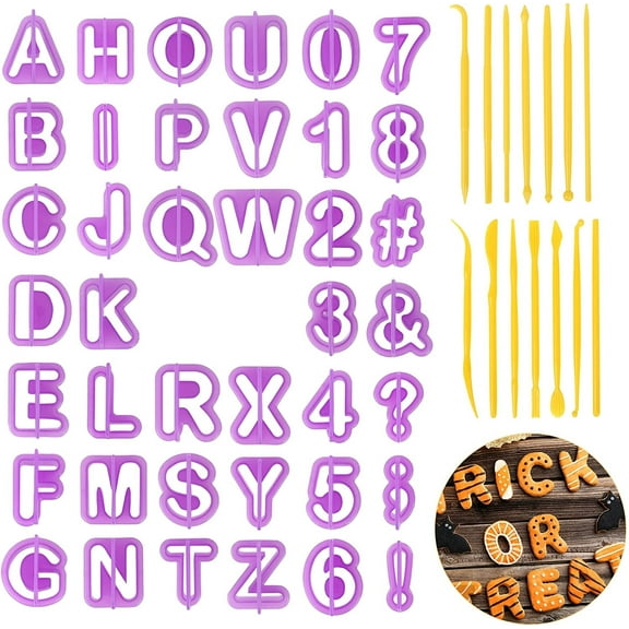 54-Pack Alphabet & Number Cookie Cutter Set with Fondant Molds - Complete Baking Decorating Kit for DIY Cakes, Cupcakes & Cookies