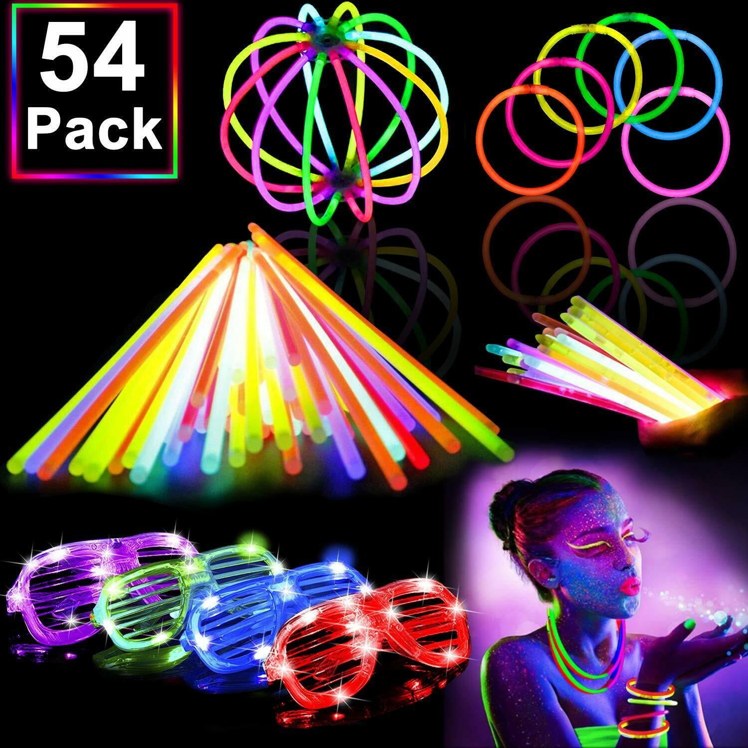 54 Pièces Glow Neon Party Supplies Décorations, Comprend 10 Pouces