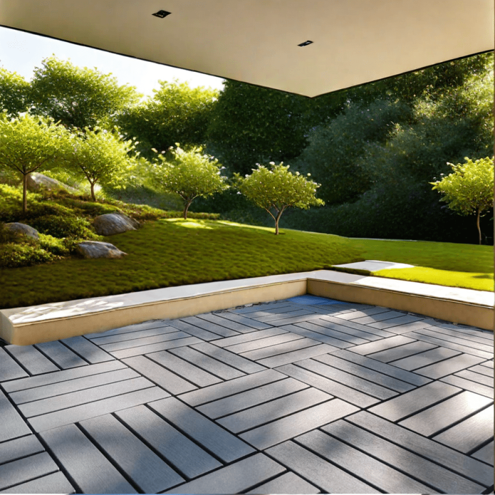 54 Pack Interlocking Plastic Deck Tiles - 12"x12" Square - Waterproof Outdoor - Poolside Balcony Backyard Decking Tiles - Easy Installation - Sturdy PP Material - Strong Load-Bearing Capacity