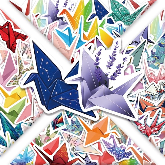 54 Paper Crane Cartoon Graffiti Stickers For Car Trunk Notebook And Hand Account, Fresh Elegant Style Blending Traditional Art And Modern Creative Design, High Quality Durable