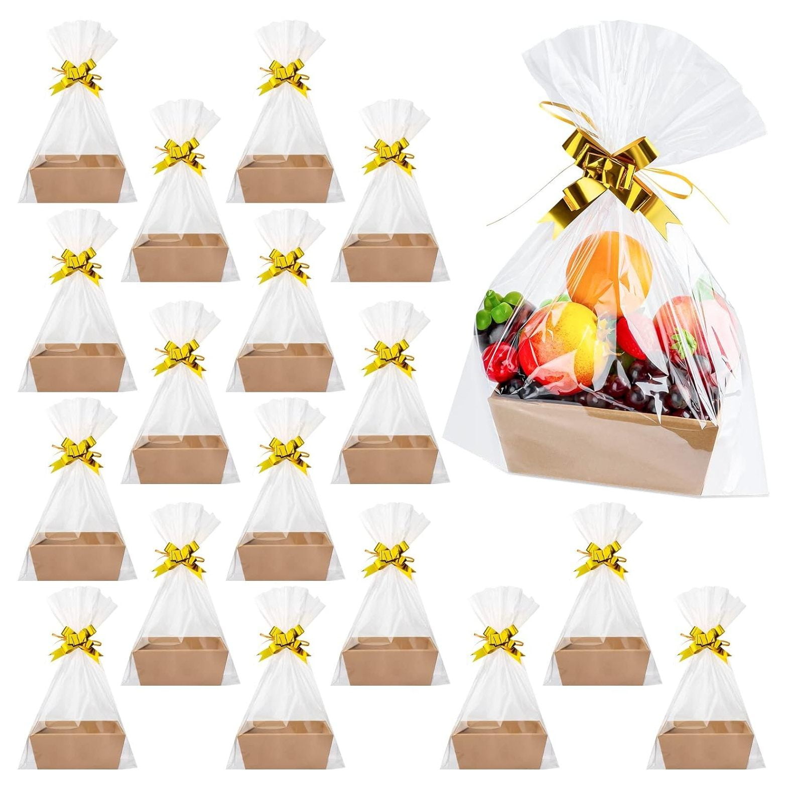 54 Pcs Gift Basket Set Includes 18 DIY Empty Gift Basket 9.8 x 8.5 x 3.