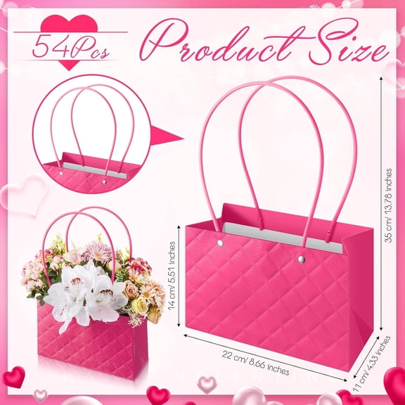 54 Pcs Mother's Day Flower Gift Bags Portable Bouquet Wrapping Paper Bag with Handle Waterproof Flower Boxes for Florist Wedding Arrangement Anniversary Birthday Bridal Shower Christmas