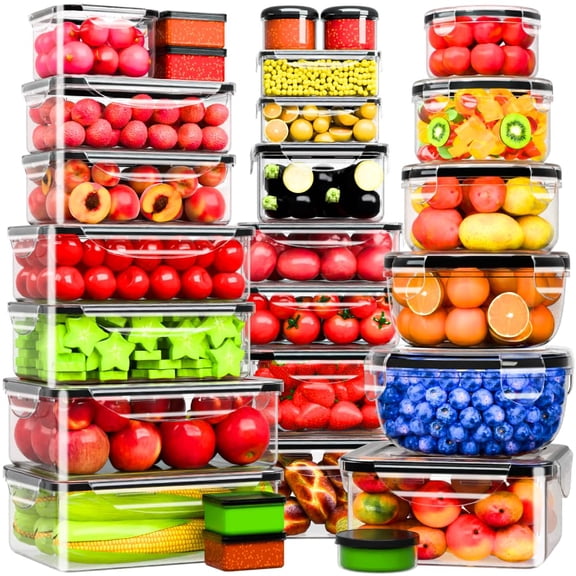54 Pcs Plastic Food Storage Containers with Airtight Lids Meal Prep Organization