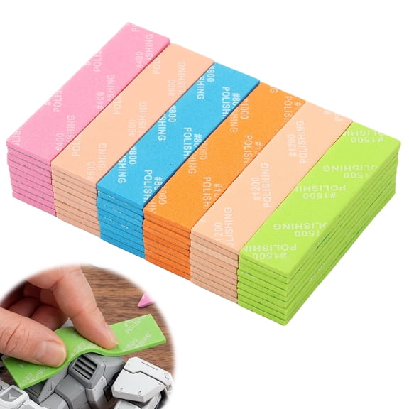 Evjurcn 54 Pcs Sanding Sponge Kit for Model Building, 400-1500 Grit Wet/Dry Reusable Hobby Block  for 3D Resin, Plastic & Woodworking Detail