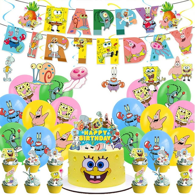 SpongeBob SquarePants Theme 54 Pcs Birthday Party Decorations Set ...