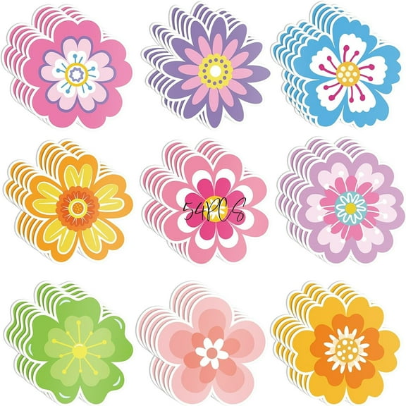 54 Pcs Spring Flower Cut-Outs Double Printed Paper Paper Flower Decoration Hollow Paper Flower Decor Fashion Accessories