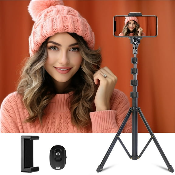 54" Phone Tripod - Extendable Tripod for iPhone and Selfie Stick Tripod with Remote, 360 Ball Head Upgraded Cell Phone Tripod for Video Recording, iPhone 14/13/12 Pro Max/Android
