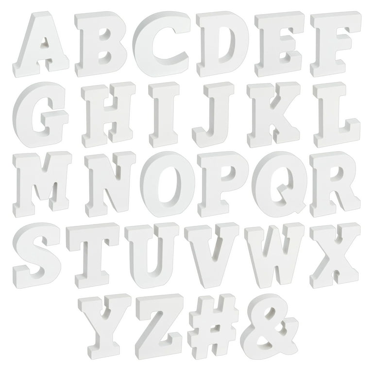 White Wood Letters 3 Inch, Wood Letters for DIY Party Projects (&) 