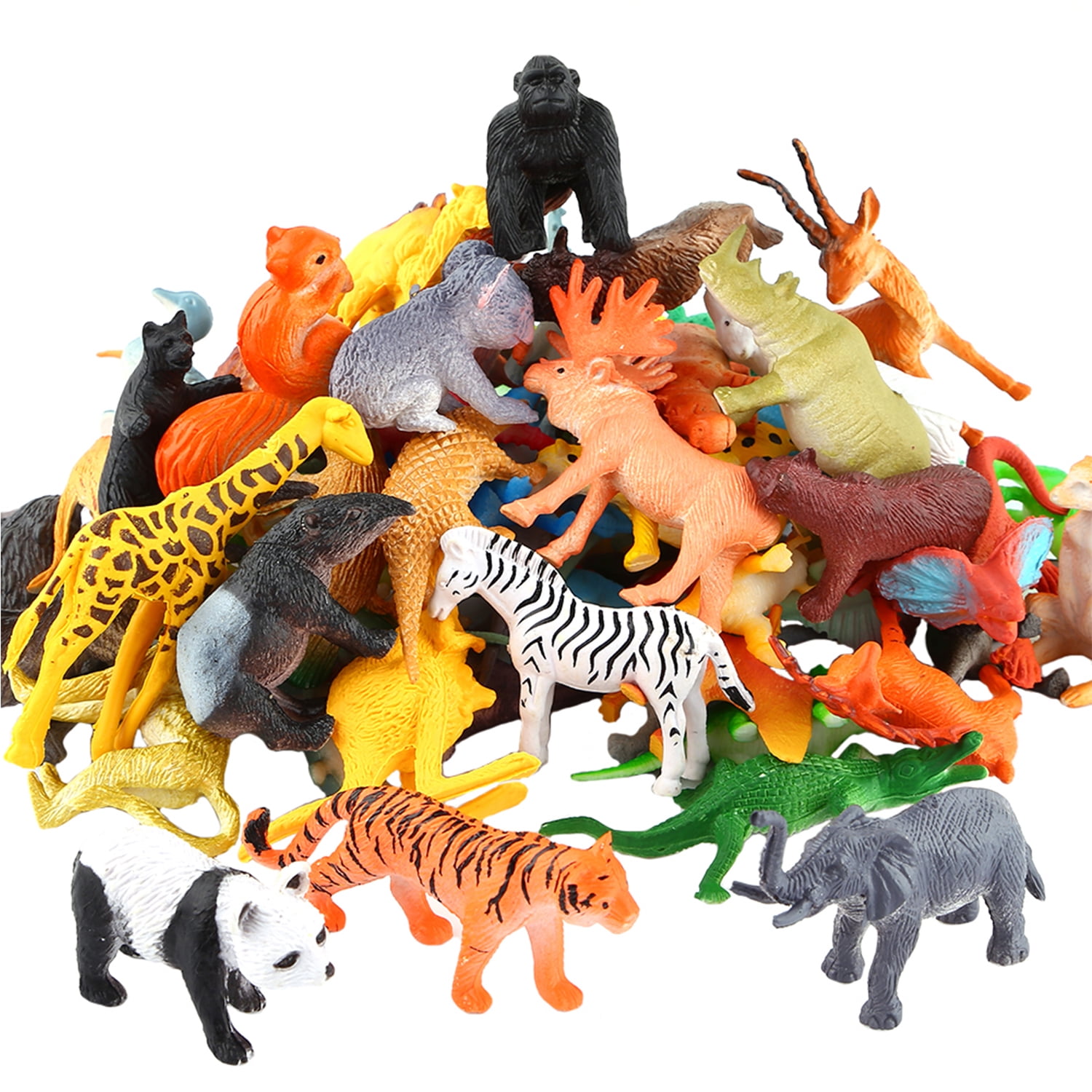 Zoo Jungle Woodland Farm Animal Figure Toy Lot (14Pcs) 3 Small Plastic  vinyl