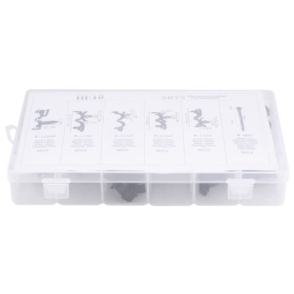 54-Piece Universal Automotive Wire Routing Clips Assortment Kit with Convoluted Conduit Holder Plugs (10.8 x 6.9 x 1.8 in / 27.5 x 17.5 * 4.5 cm)