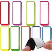 54 Pieces 3.2"x1.2" Colored Magnetic Dry Erase Labels,Happon Writable Erasable Cards Name Tags,Reusable Magnetic Strips for Classroom Home Office Garage Refrigerator