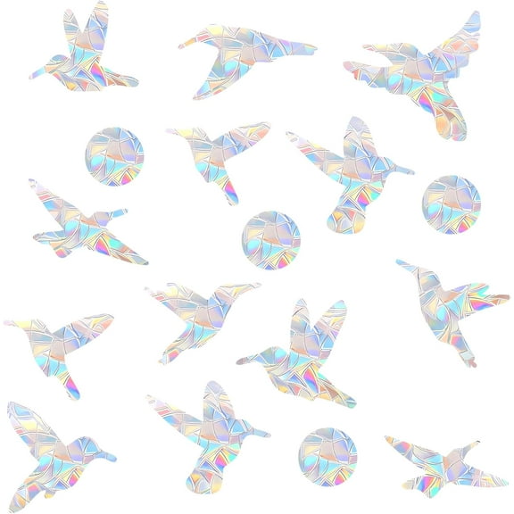 54 Pieces Birds Static Window Clings Anti Collision Window Decals for Bird Strikes, Glass Door Window Stickers, Stop Birds Flying into Windows, Hummingbird Style