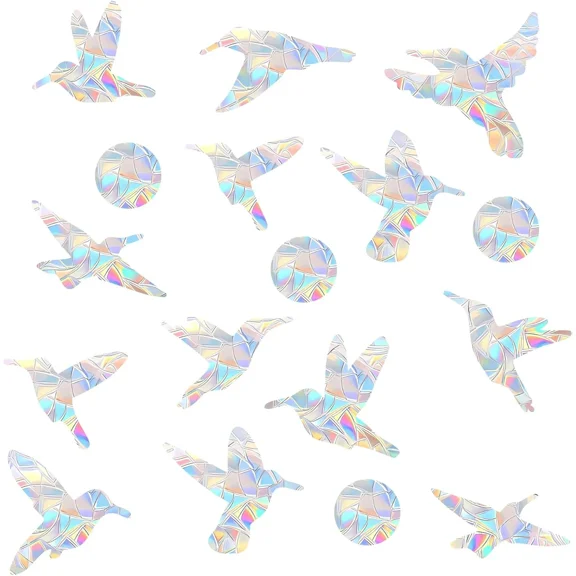 54 Pieces Birds Static Window Clings Anti Collision Window Decals Hummingbird Style Stop Birds Flying into Windows Glass Door Stickers