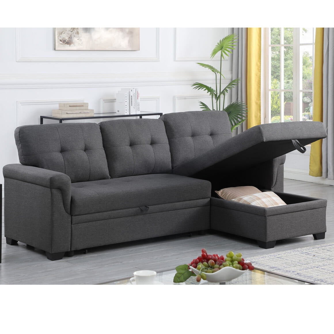 54" Pull Out Couch, Convertible Sectional Sofa Couch with Storage