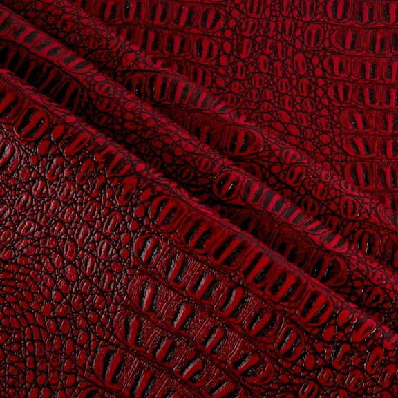 54" Red/Black Gator Faux Leather Fabric - By The Yard