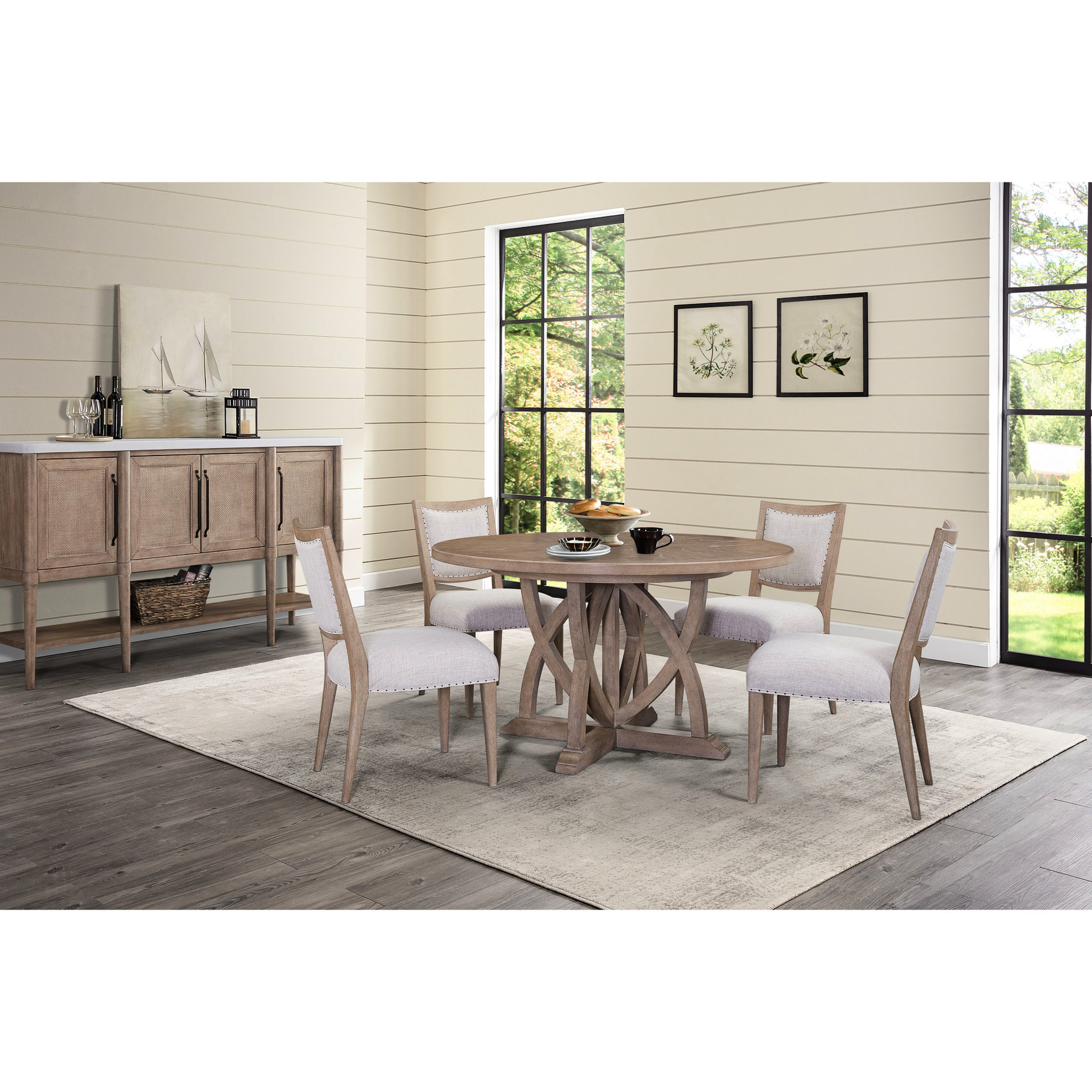 54" Round Expandable Table with Chairs and Server | Expandable for ...