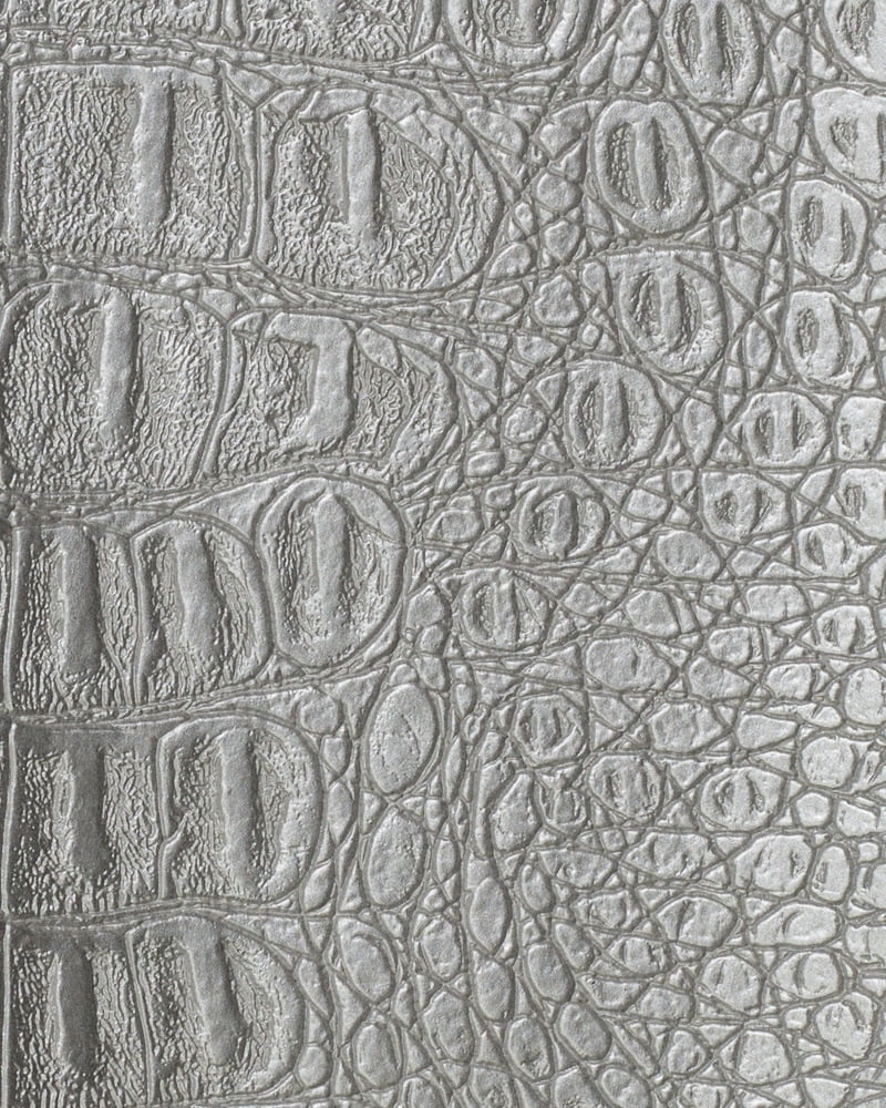 54" Silver Metallic Gator Faux Leather Fabric - By The Yard