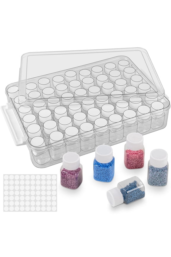 54 Slots Diamond Art Storage Box, Bead Storage Box with Labels for Diamond Painting Accessories