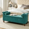 thumbnail image 1 of 54" Storage Bench Upholstered Armrest Bed End Foot Stool 2 Round Pillows Bedroom Entryway Living Room Sage, 1 of 10