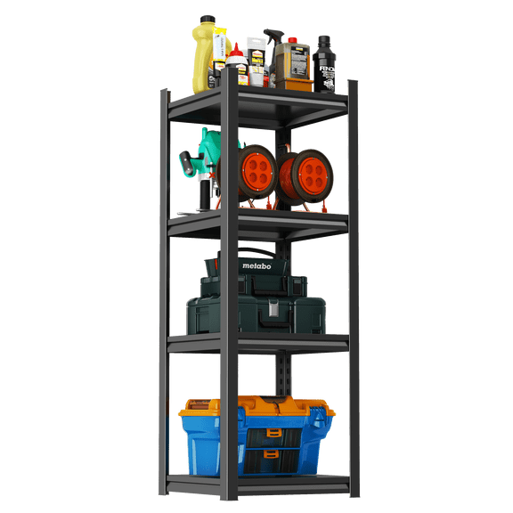 54''Storage Shelves, Garage Metal Shelving Unit, Adjustable, Double-Layer Column with Reinforced Ribs, Heavy-Duty, Capable of Bearing 2400 lbs, Suitable for Garage, Warehouse, Kitchen Storage