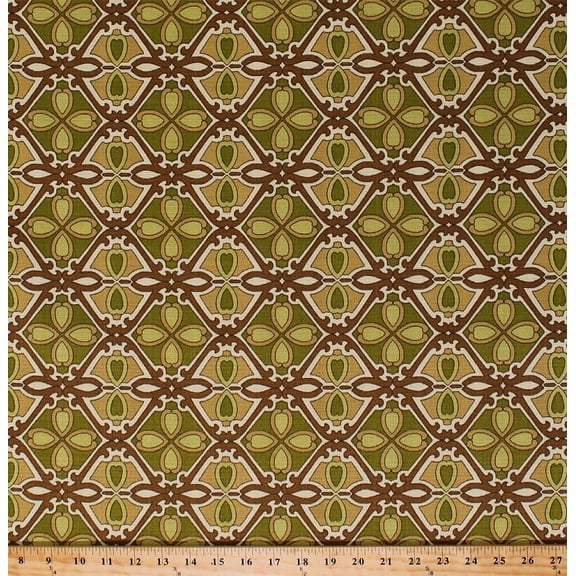 54" Tommy Bahama Drift Away Tropic Retro Diamond Print Green Brown Indoor/Outdoor Water/Stain Repellent Fabric by the Yard (2855W-1J)