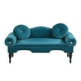 thumbnail image 1 of 54" Velvet Loveseat Sofa,Upholstered 2 Seater Couch with 2 Round Pillows, Accent Sofa Couch with Nailhead Trim and Roll Arm, for Living Room Bedroom Apartment, Teal, 1 of 6